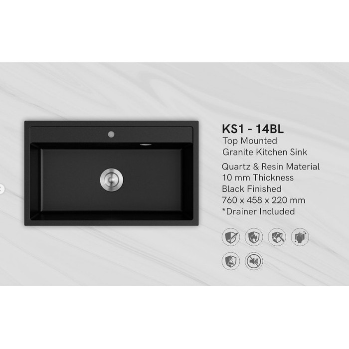 AER Topmount Sink Granite Bak Cuci Piring Granit KS1 14 BL kurir toko