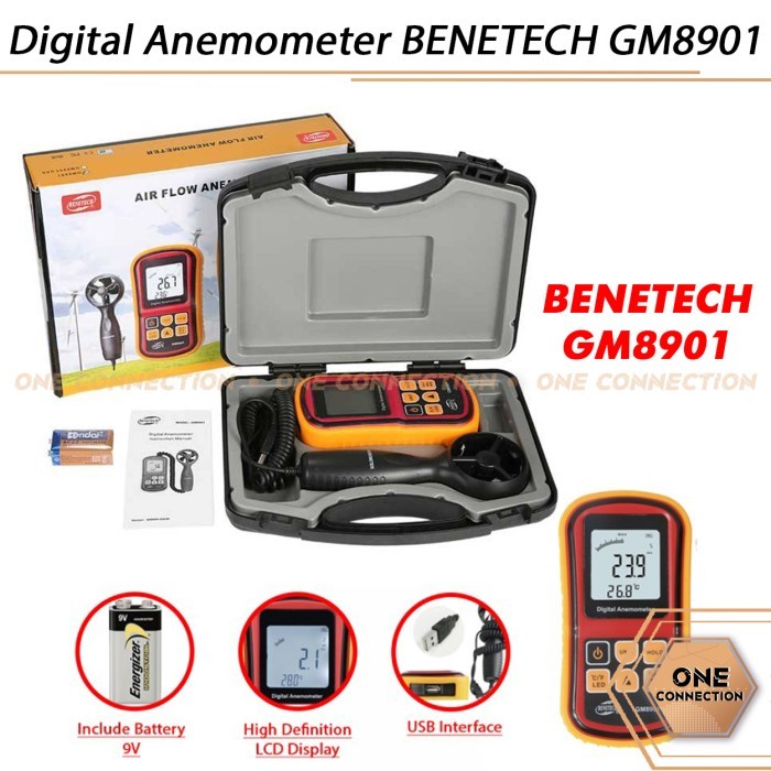 BENETECH GM8901 Digital Anemometer Wind Speed Air Meter Thermometer