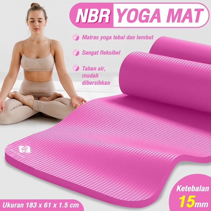 Karpet BG Sport Matras Yoga Alas Senam Lantai Yoga Mat Polos Karpet Olahraga Anti Slip 15mm Black (F