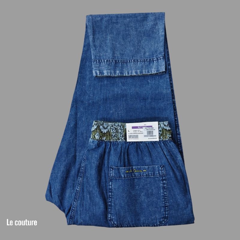 Celana Panjang Denim Le Couture Pinggang Karet Plus Tali
