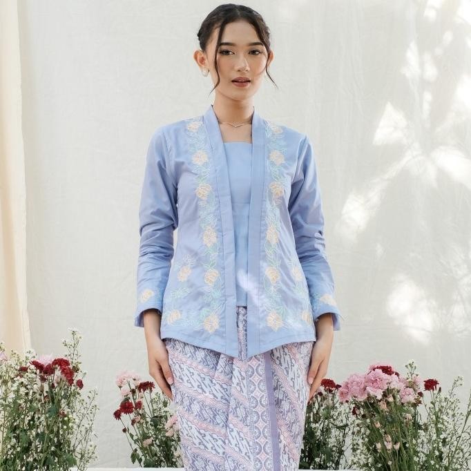 Sale Kebaya Encim Bordir Lengan Panjang Meradelima Katun Jepang Lilac