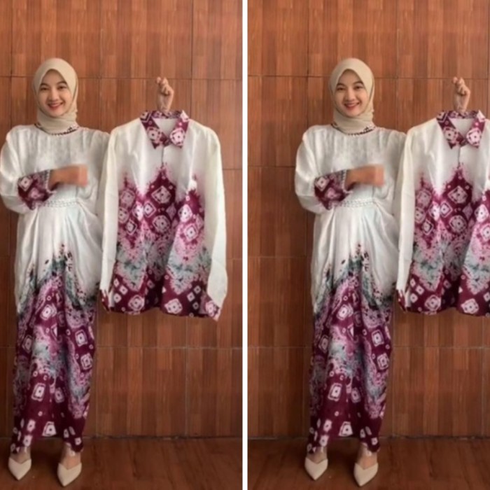 Kaftan Jumputan Palembang Couple Bahan Viscose Mewah Elegan