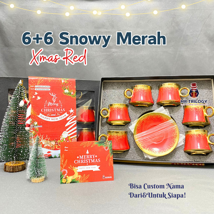 

Set Cangkir Tatakan Kopi Keramik Set SNOWY Hampers Souvenir Mug Gelas
