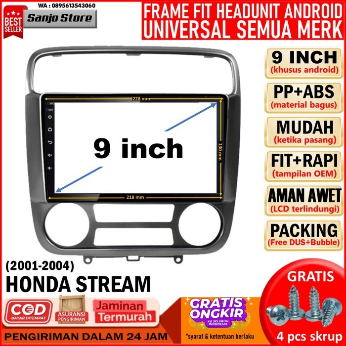 Frame PNP 2001-2004 Honda Stream Head Unit Android 9 inch Universal