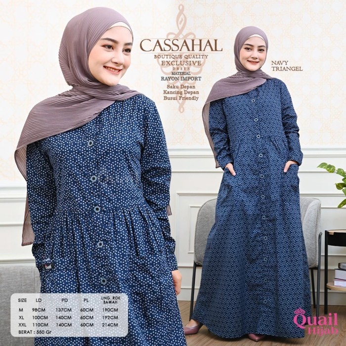 CASSAHAL Dress Gamis Quail Hijab bahan katun import Ori Murah