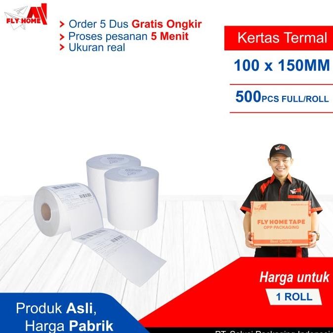 

Sale Flyhome Kertas Thermal 100Mm A6 100X150 Label Sticker Barcode 500Sheet