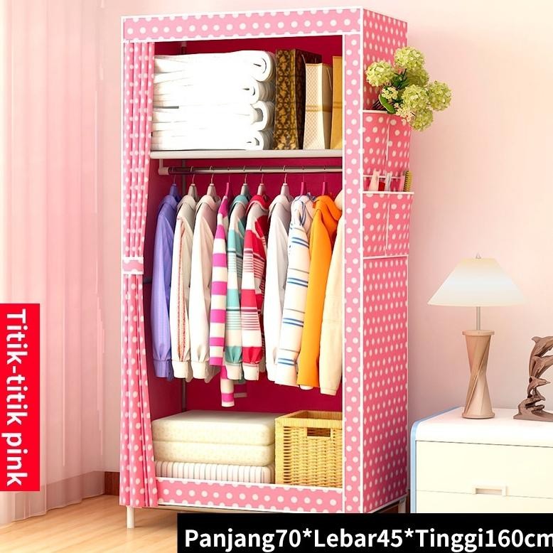 Lemari Pakaian Portable Single Lemari Kain Portable Resleting Lemari Pakaian Minimalis
