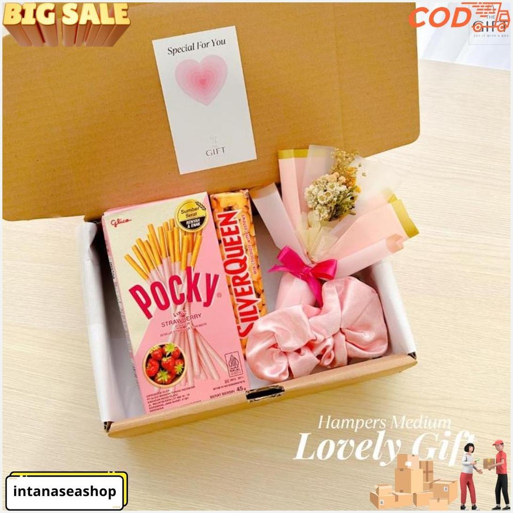 

Hampers Cewe Kado Boneka Hadiah Pesta Snack Cokelat Gift Bunga Ulang Tahun Valentine Wisuda Anniversary Gratis Ongkir