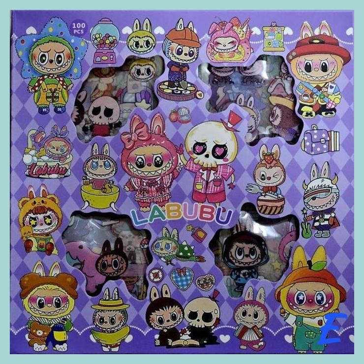

| STV | STICKER LABUBU ISI 100 PCS / BOX STICKER KARAKTER WATERPROOF ANTI AIR STIKER KARTUN DEKORASI