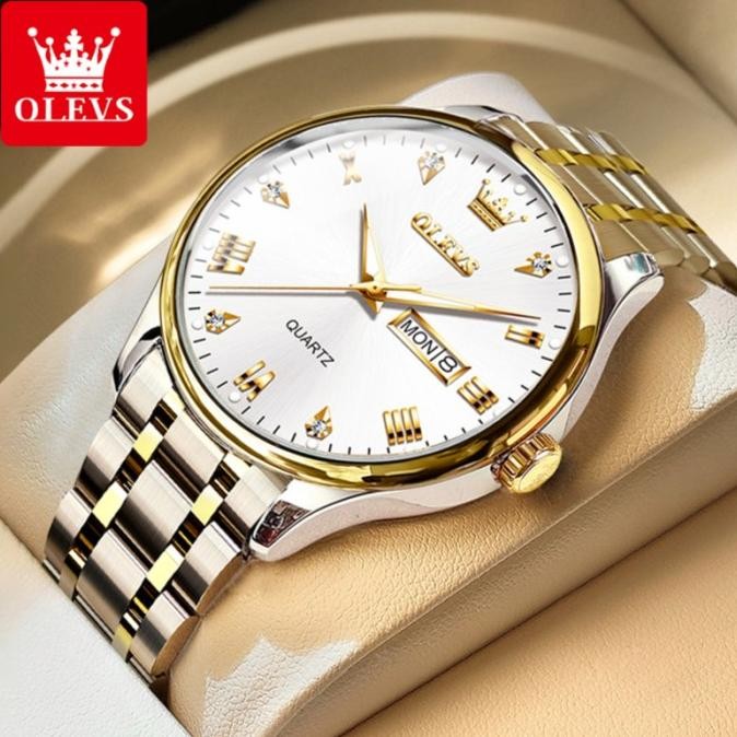 Sale Jam Tangan Pria Olevs Original Olevs 5563 Anti Air Luxury Analog Stainless Steel Cod Watch For 