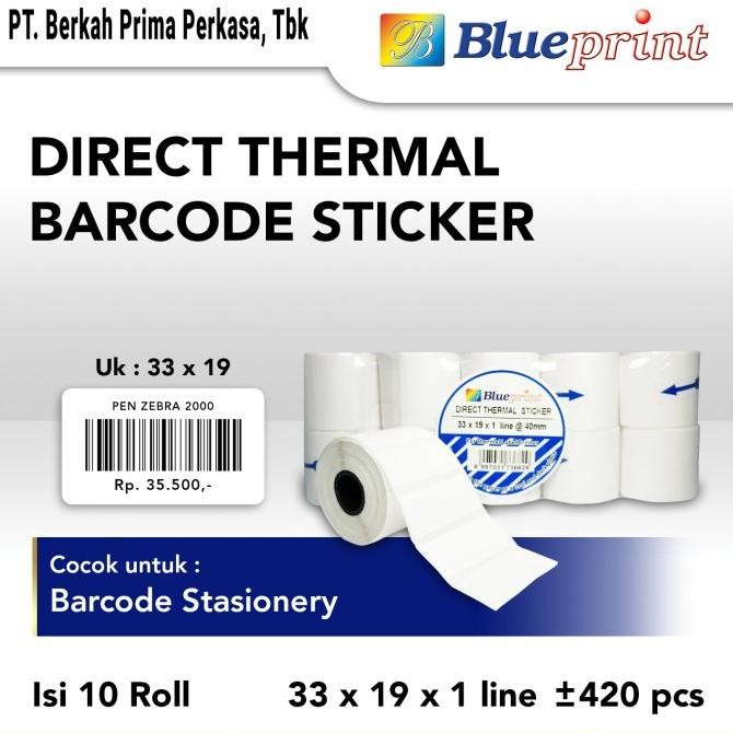 

Direct Thermal Sticker / Label Stiker BLUEPRINT 33x19x1 Isi 10 Roll