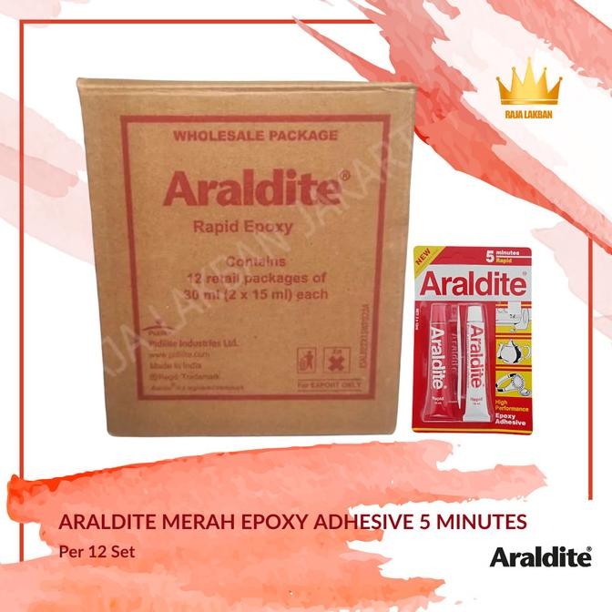 

ARALDITE Merah / Lem Serbaguna Epoxy 5 Minutes Rapid - PER 12 SET
