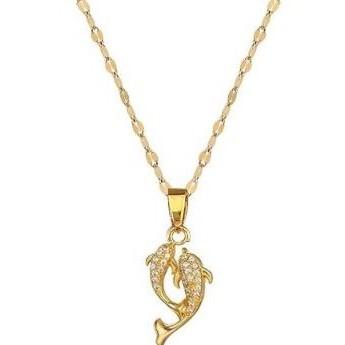 KALUNG TITANIUM WANITA SET LIONTIN PAUS GOLD / AKSESORIS FASHION WANITA JEWERLY PREMIUM ANTI KARAT