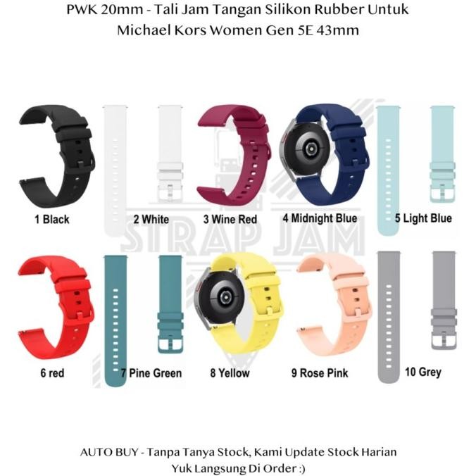 HARGA DISC - PWK 20mm Tali Jam Tangan Michael Kors Women Gen 5E 43mm - Strap Silikon Rubber Lentur