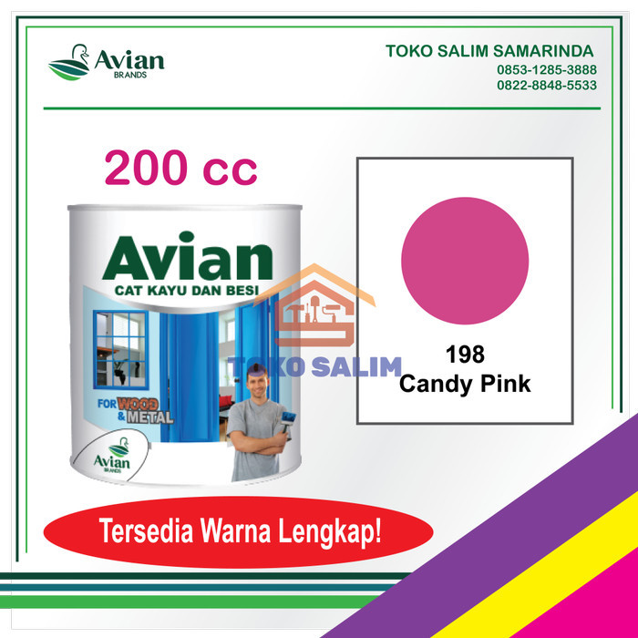 `````````] Cat Minyak Kayu dan Besi 100cc AVIAN Warna Lengkap- 198 Candy Pink