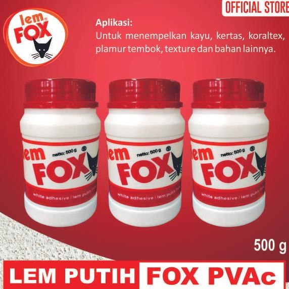 

Lem Fox Putih Lem Kayu PVAC Botol 500 gram Bundling 3 pcs