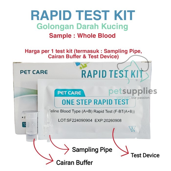 Terbaru Rapid Test Golongan Darah Kucing A+B Feline Blood Typing Rapid Test - Harga 1 Test Kit