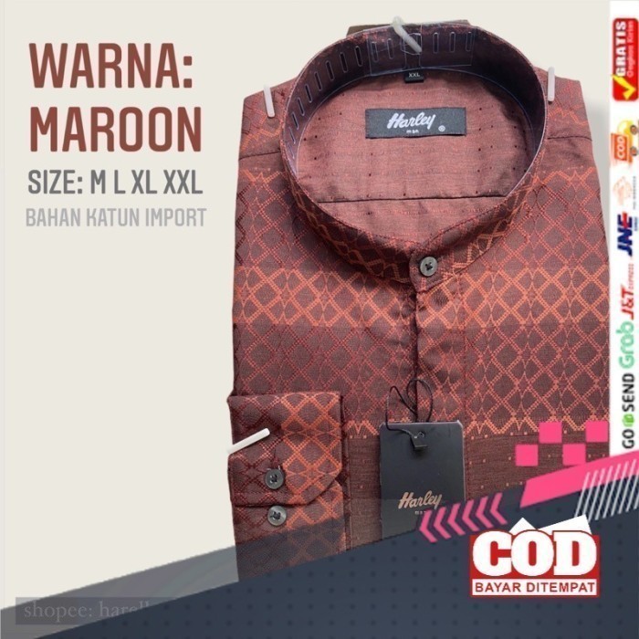 Ready 2 Warna Kemko / Kemeja Koko Harley Warna Maroon Tangan Panjang #Gratisongkir #Sale #Discount