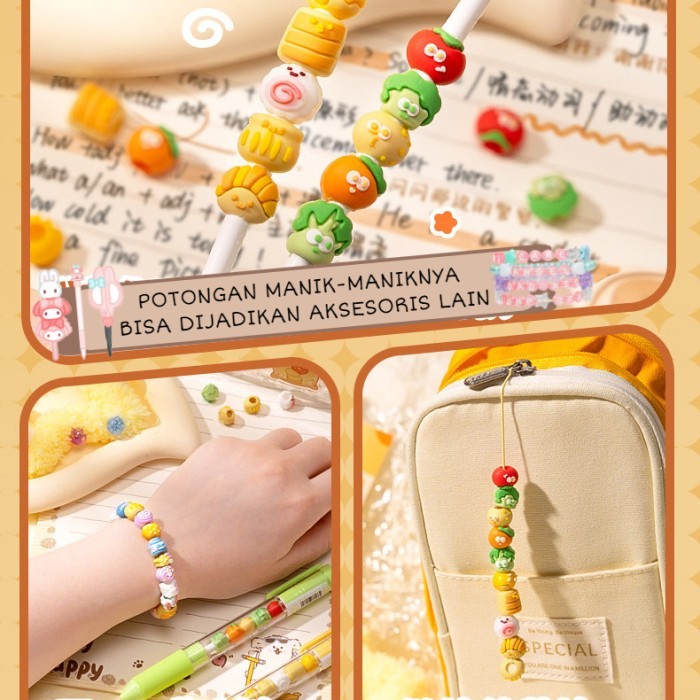 

Pulpen Gel 1 Set Isi 2 Pcs Motif Manik-Manik Kawaii Unik / Pulpen Gel Dengan Beads Yang Dapat