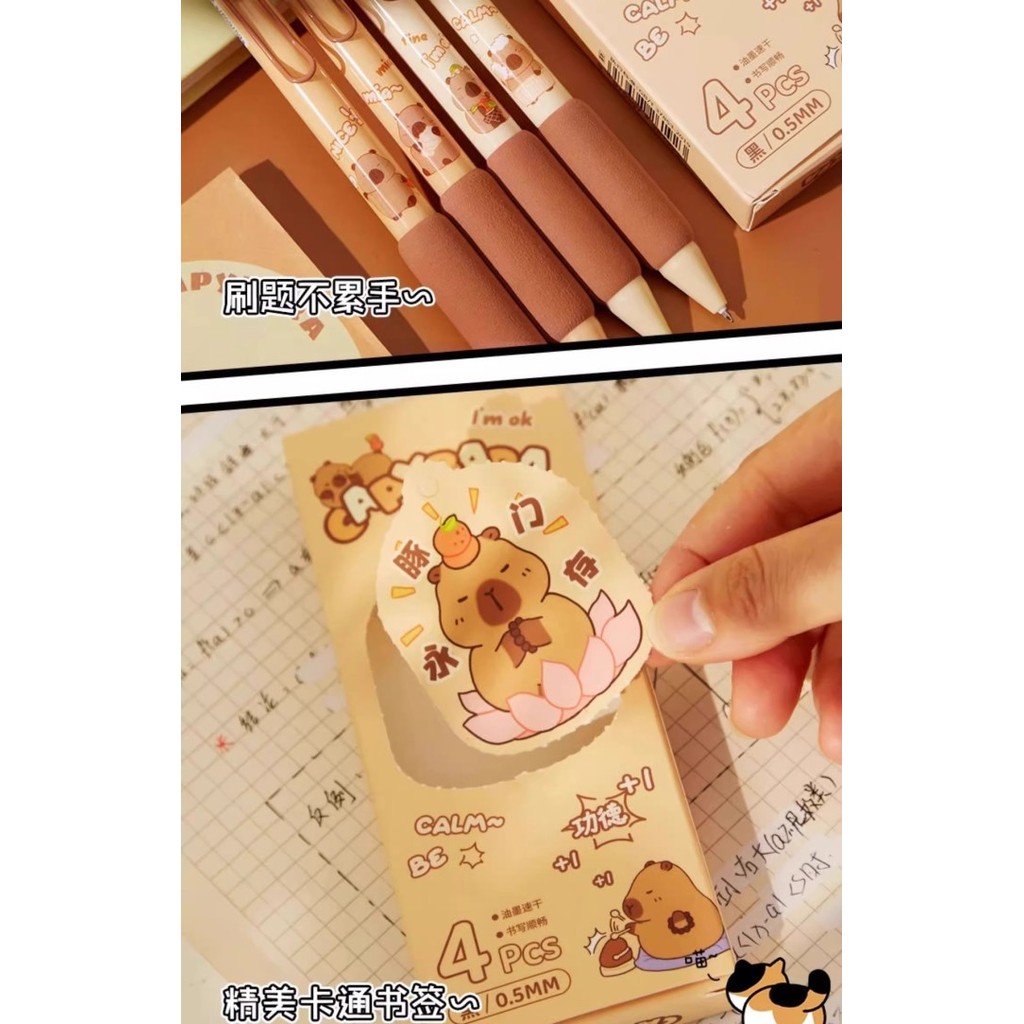 

Capybara Gel Pen Soft Pen Bantalan Mekanik 0.5 Mm Pulpen Set 4 Pc Capybara / Lotso / Winnie Pooh