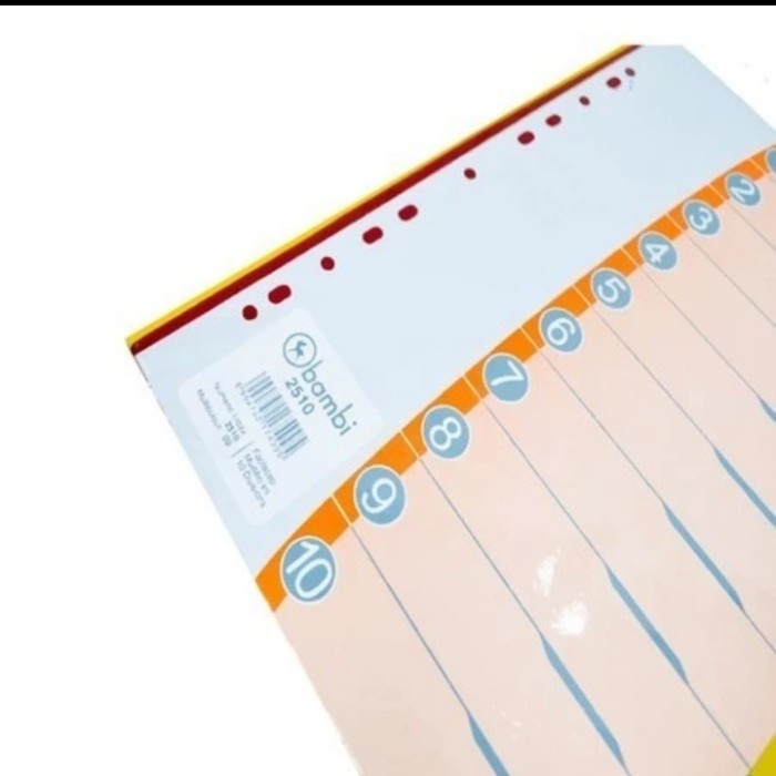 

Plastik Pembatas Bambi 2510 Folio 10 Warna /Divider Folio 10 Warna