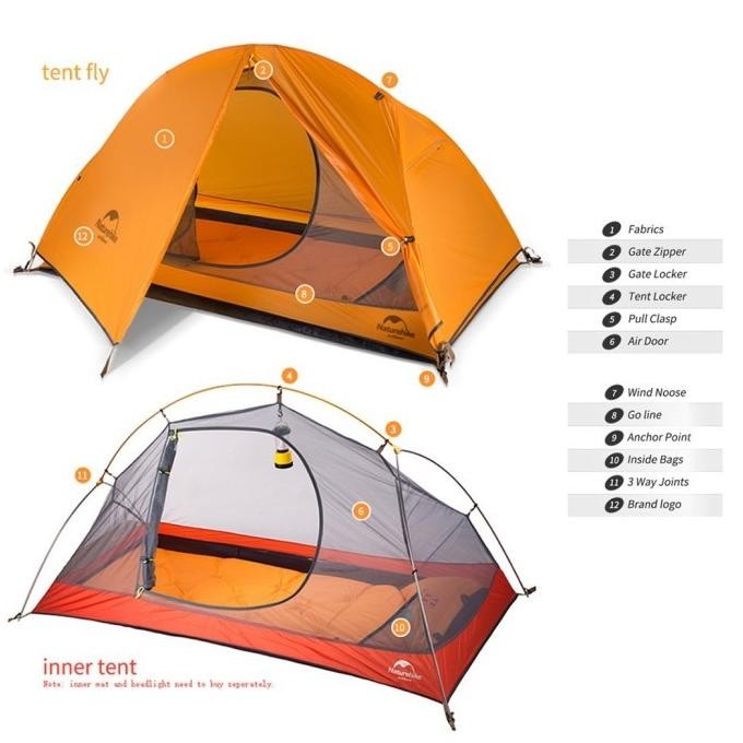 Tenda Cycling Camping 1 Orang Naturehike Nh18A095-D 20D Leonimarimas