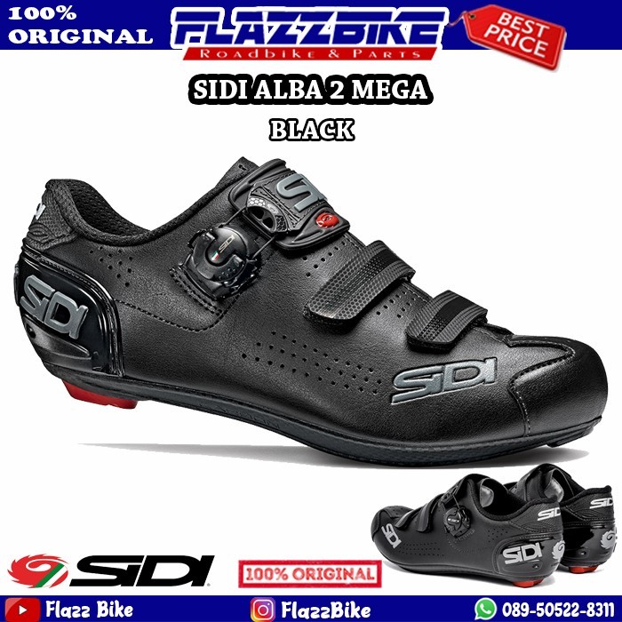 Terl4ris@ SIDI ALBA 2 MEGA BLACK - Sepatu Cleat Roadbike Shoes Hitam