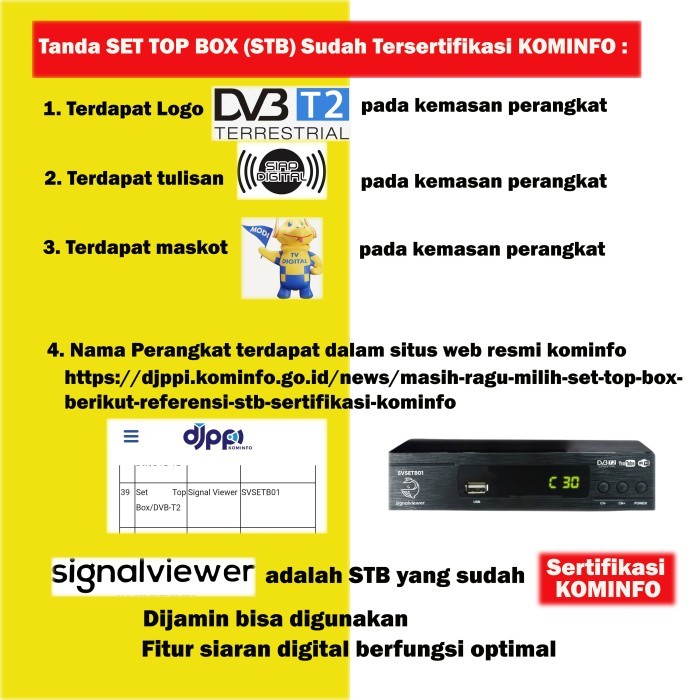 Set Top Box Tv Digital Stb Tv Penerima Sinyal Digital Signalviewer