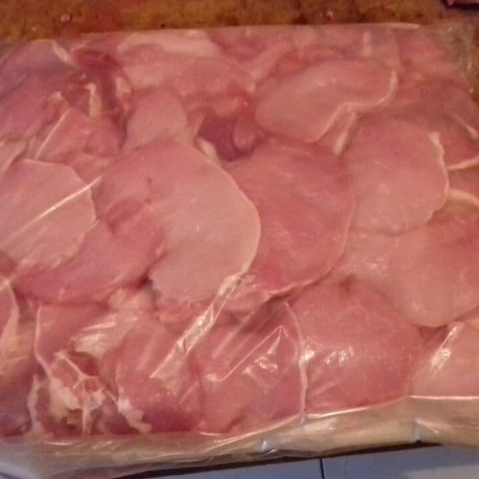 

PORK LOIN SLICE/DAGING BABI HAS/KARBONAT ISI POTONG TIPIS 0,5MM (KG)