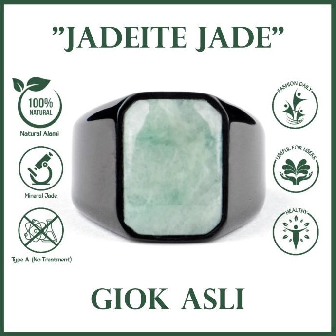Cincin Batu Giok Asli Burma Jadeite Natural