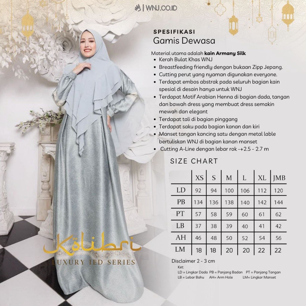 Gamis Couple Ibu dan Anak Perempuan KOLIBRI Luxury Premium Dress Syari Mom and Kid by WNJ Hijab