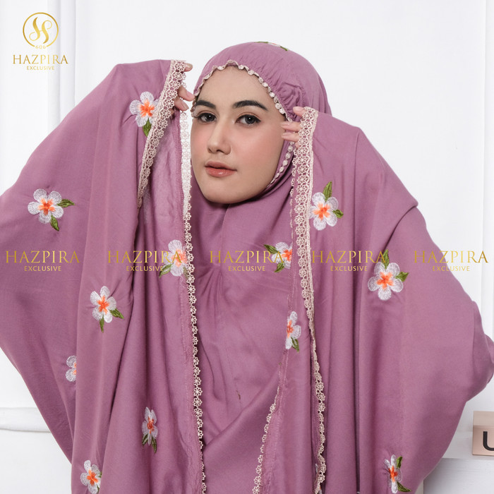Minajshop Hazpira - Mukena Dewasa Katun Rayon Bordir Mahalini Jumbo