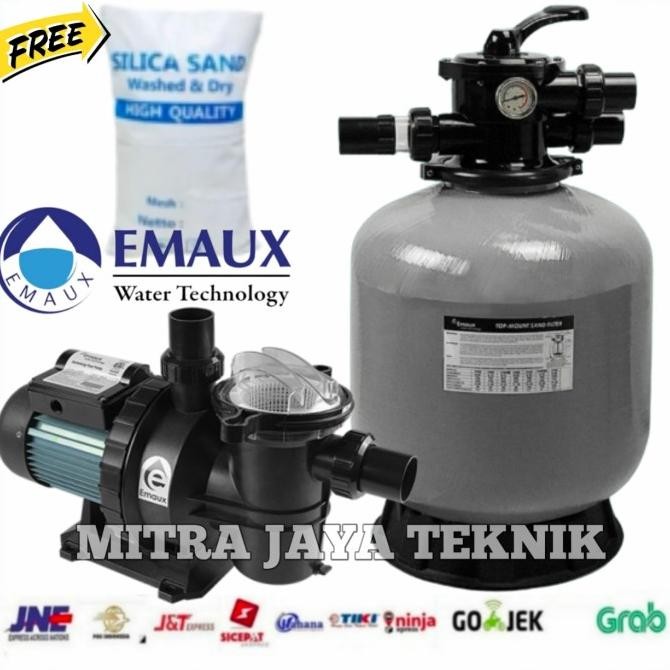 Mesin Pompa Kolam Renang Emaux 1/2Hp + Sand Filter Emaux V350