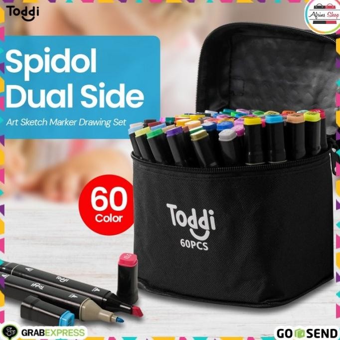 

HRG DISKON Paket Spidol 60 Warna Dua Sisi + Tas