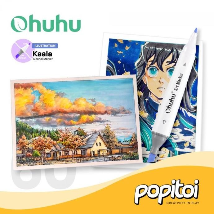 

HOT PROMO OHUHU Kaala 60 Colors Dual Tip (Slim Broad & Fine) Alcohol Art Marker