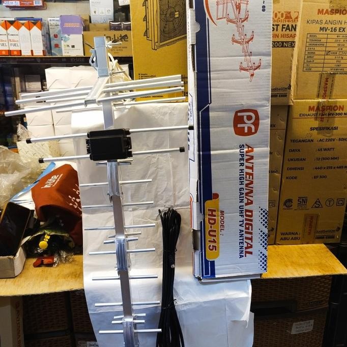 ANTENA TV DIGITAL OUTDOOR PF HF U15 ANTENA PF HD U15  KABEL 10M BEST SELLER