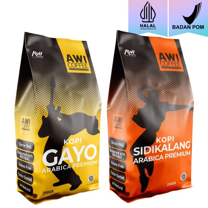 

PROMO! AWI COFFEE SIDIKALANG ARABICA PREMIUM 250 GR + GAYO PREMIUM 250 GR