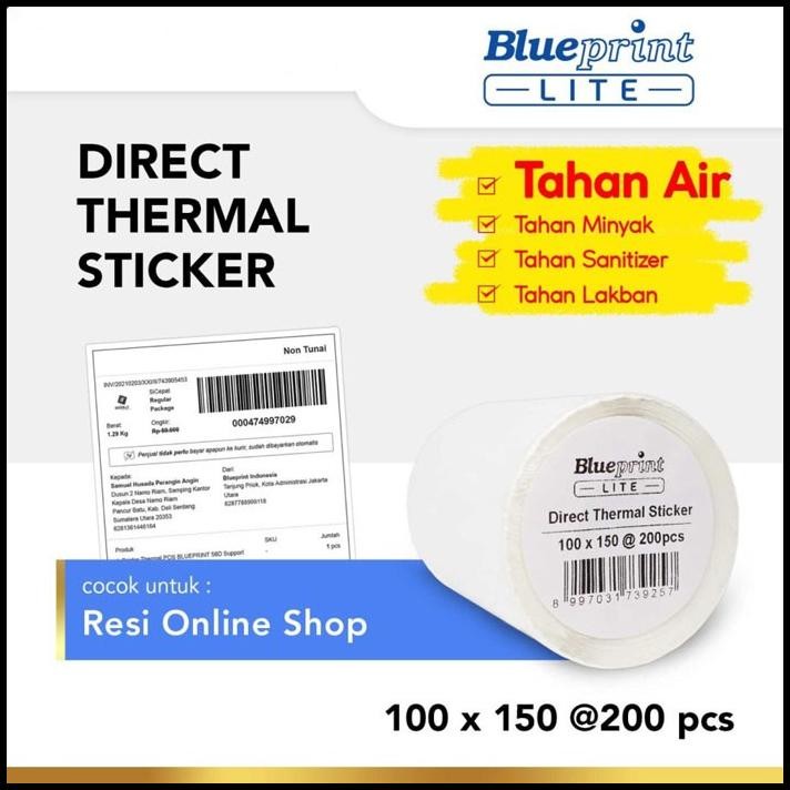 

Blueprint Lite Direct Thermal Sticker Label Stiker Barcode 100x150 mm 1 Line 200 pcs