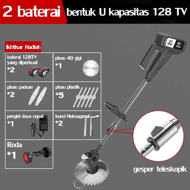 Alat Pemotong Rumput Yang Tajam Ualita Jerman 48V Mein Pemotong Rumput 2 Baterai Dapat Digunaan Untu