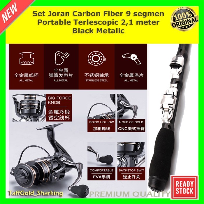 Set Joran Mini Carbon Fiber Pro Portable Telescopic Premium Metalic