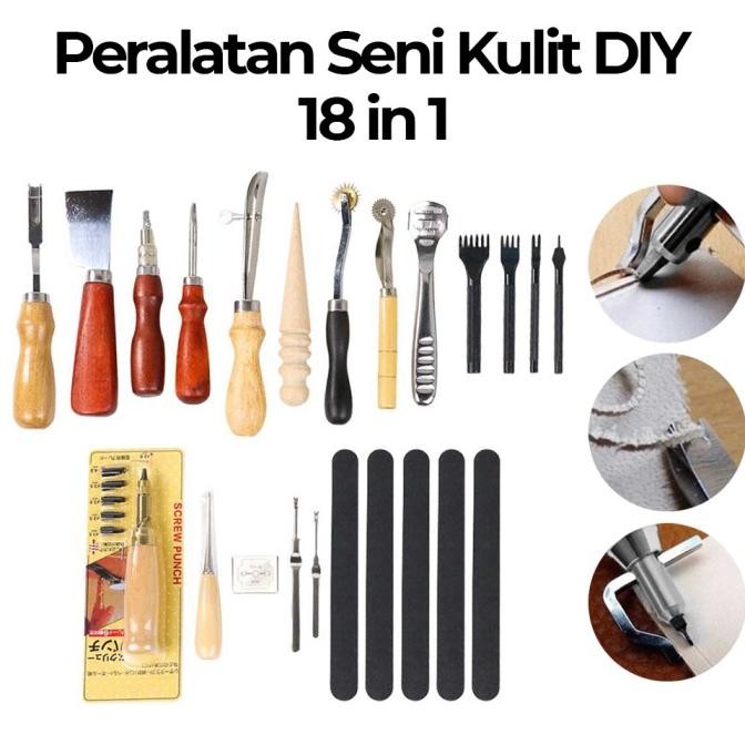 

TERLARIS PERALATAN SENI DIY KULIT 18IN1 LEATHER CRAFT STITCHING TOOL SET WA134