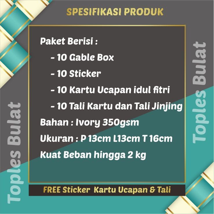 

10Pcs Gable Box Lebaran Tali Jinjing/ Box Hampers Kue Kering Idul Fitri Toples Bulat / White Pink