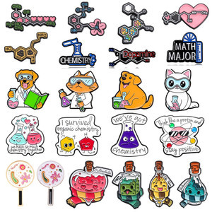 LabTestKit Creative Science Brooch Chemistry Rainbow Test Tube DNA Microscope Molecular Formula Cat 