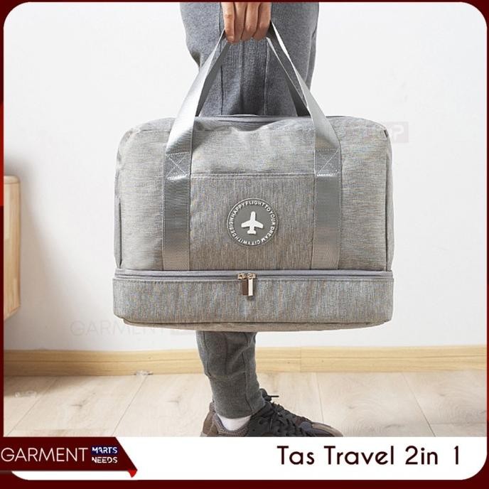 Tas Travel 2in1 Bagasi Kabin Pesawat Koper Hand Bag Lipat Organizer Baju Sepatu Tahan Air