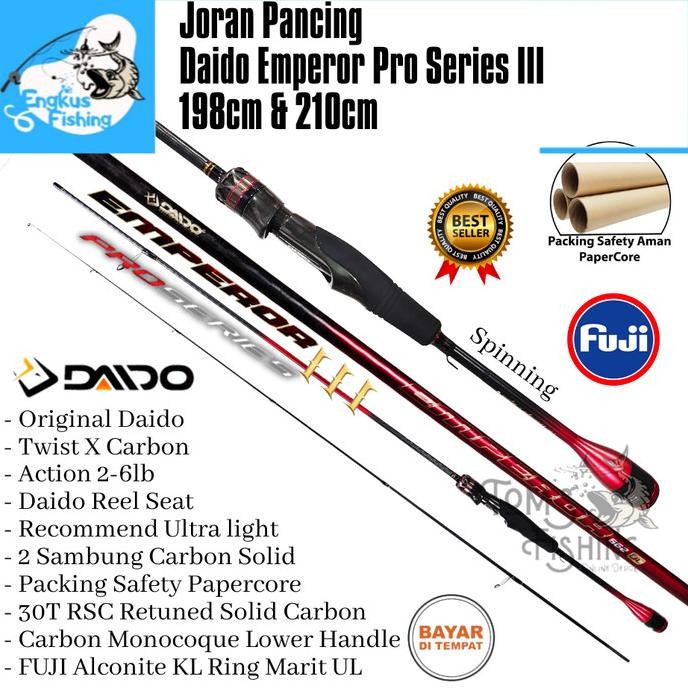Joran Pancing UL Daido Emperor III Pro Series 198cm / 210cm Fuji (2-6lbs) Carbon Solid Murah  - Engk