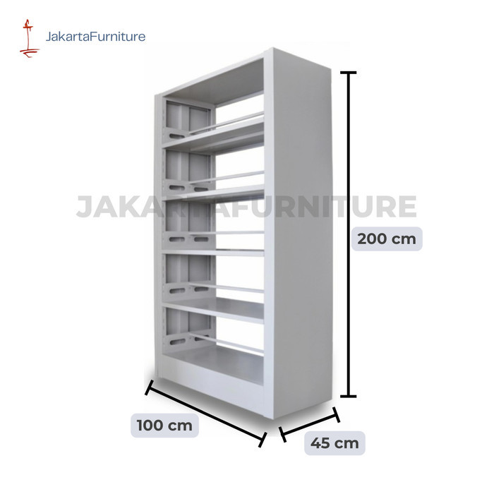 LEMARI BESI RAK BUKU PERPUSTAKAAN SEKOLAH 2 MUKA 200 X 100 X 45 CM