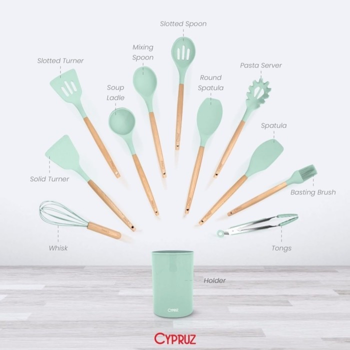 Cypruz Spatula Set Silicone Gagang Kayu/Spatula Set Cypruz