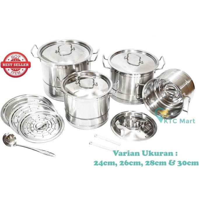 Tajimawa Panci Kukusan Stainless 24 Cm Tebal/ Dandang Masak/ Panci Sup Hainanstore9