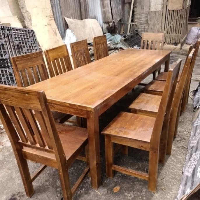 Meja Makan 10 Kursi Kayu Jati Belanda Gemalstore