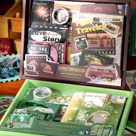 

TERLARIS! JOURNAL GIFT SET SCRAPBOOK Lengkap Isi 116 Pcs Include Buku + Sticker + Memo + Washi Tape
